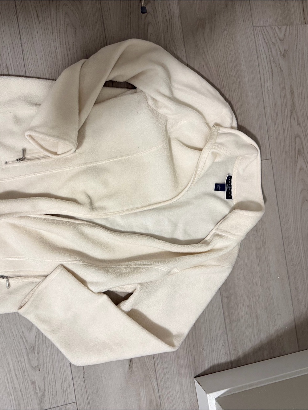 Karen Scott Cream Full-Zip Men’s Sweater Jacket